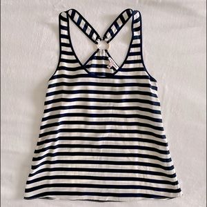 Juicy Couture silk stripy tank top with gold detai